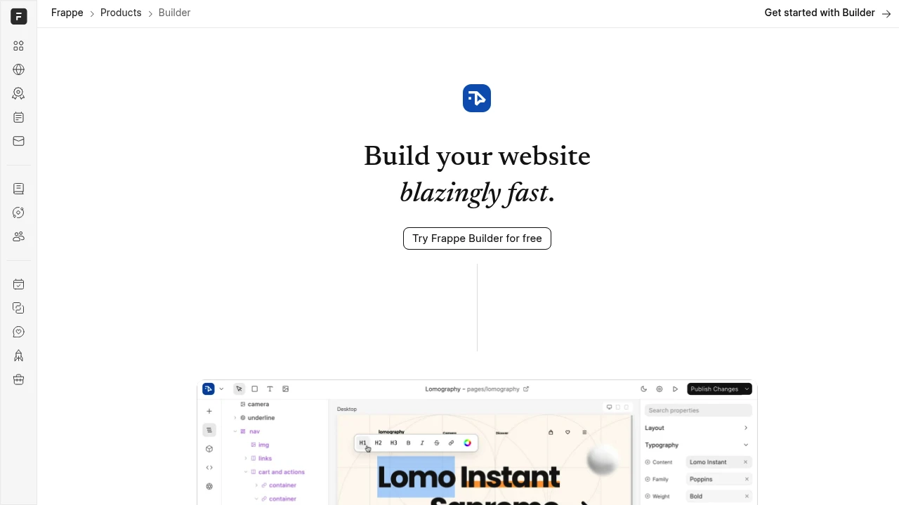 Frappe Builder product interface
