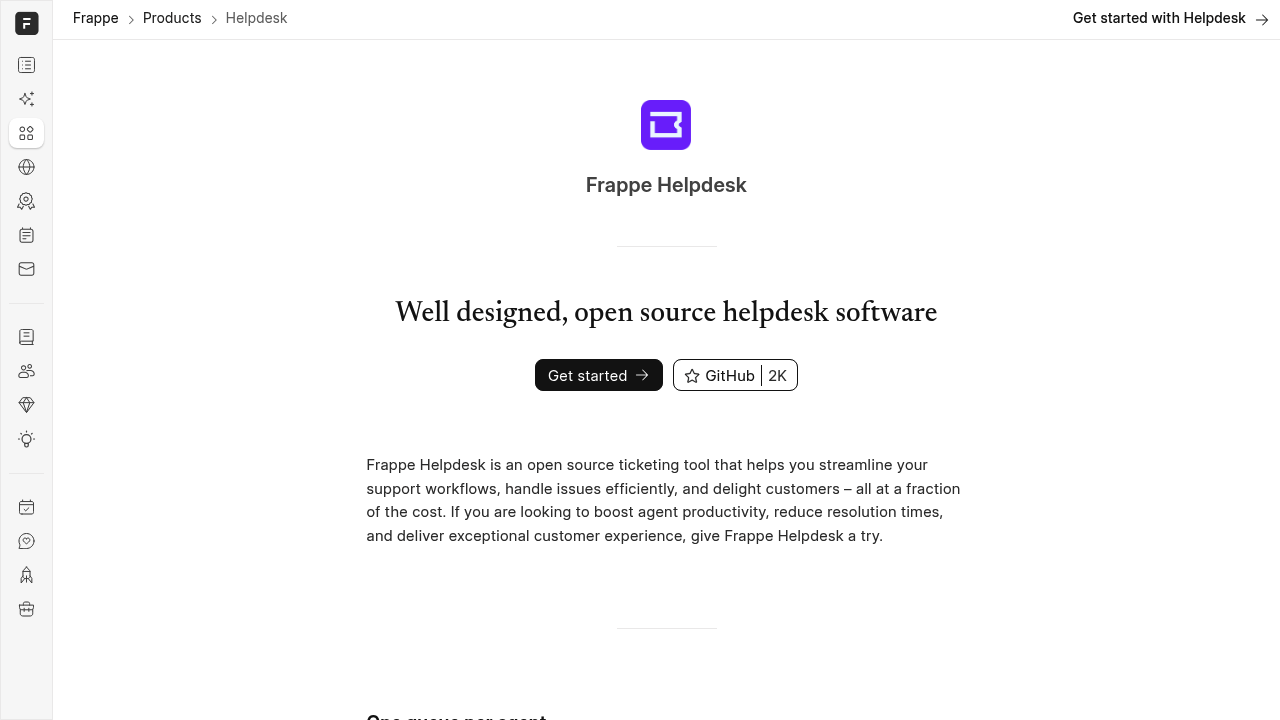 Frappe Helpdesk product interface