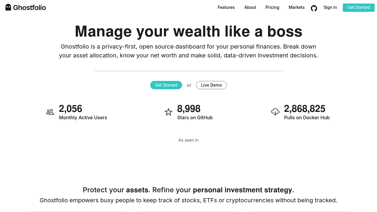 Ghostfolio product interface