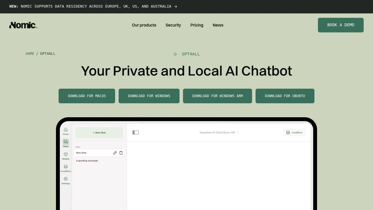 GPT4All product interface
