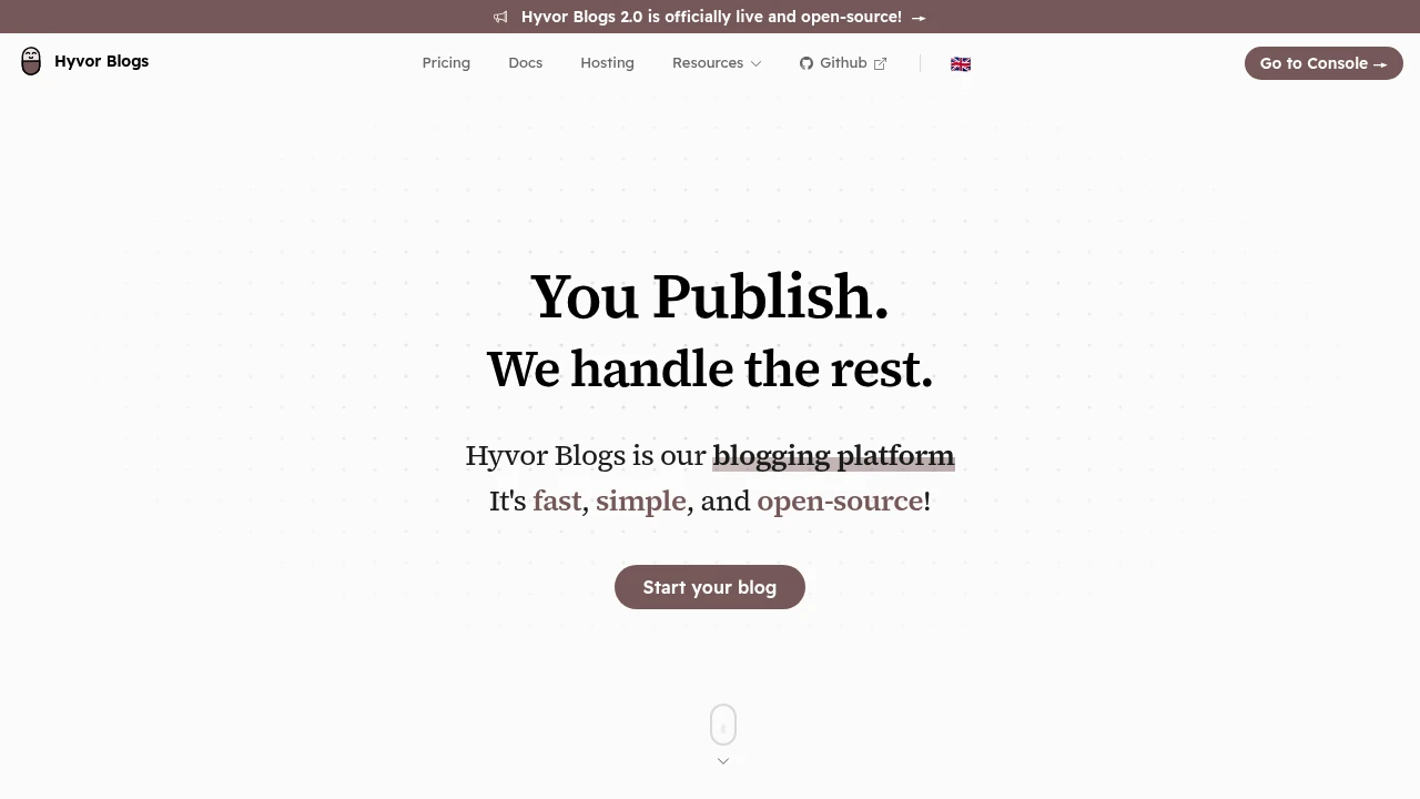 Hyvor Blogs product interface