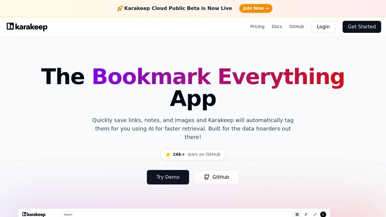 Karakeep product interface