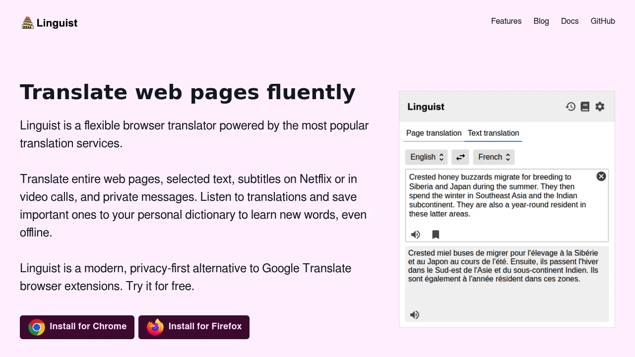Linguist product interface