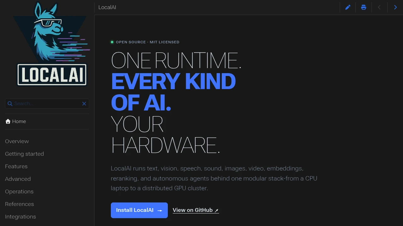 LocalAI product interface