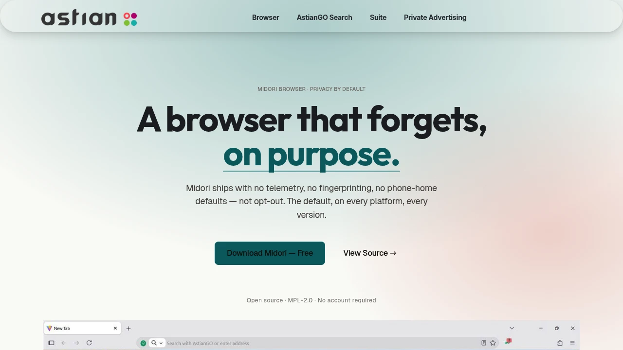 Midori Browser product interface