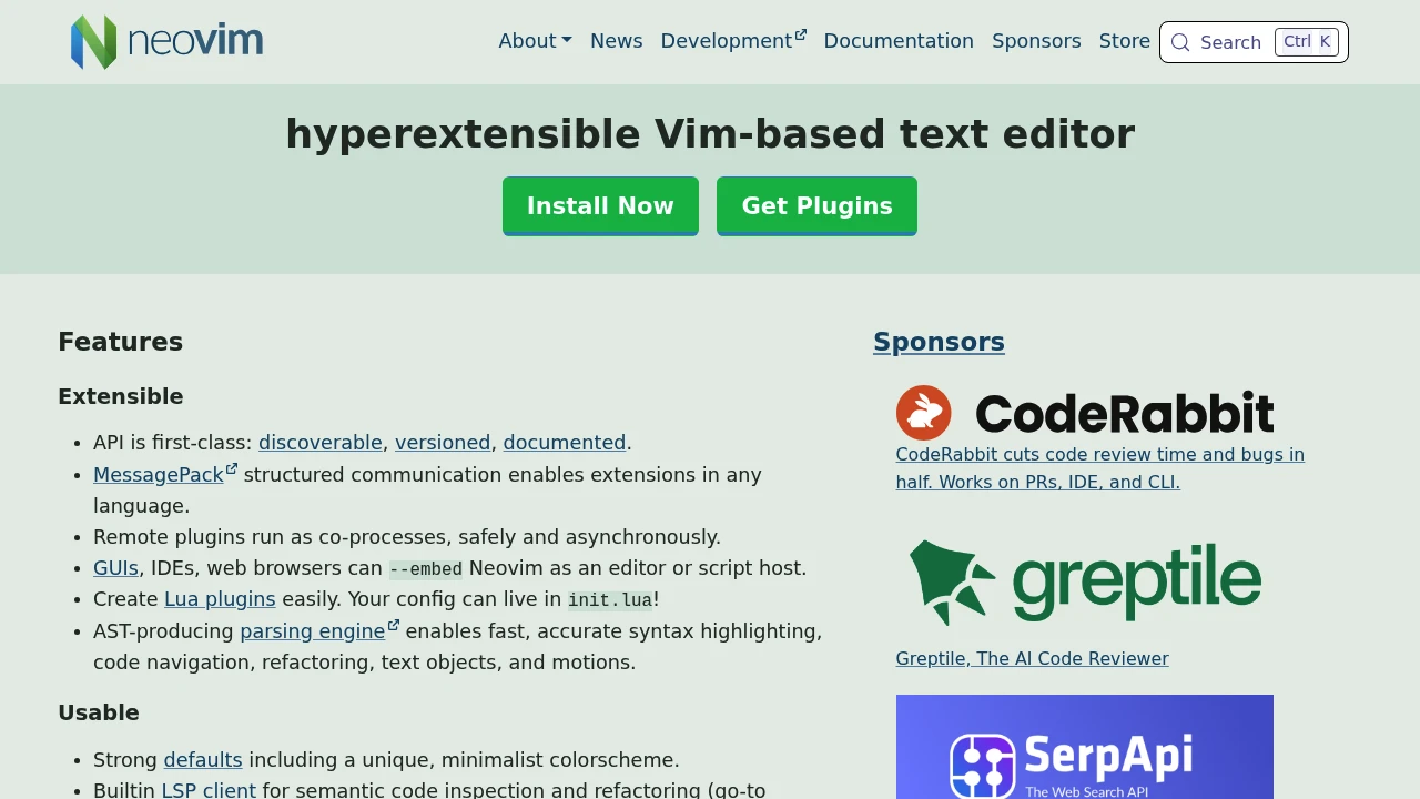 Neovim product interface