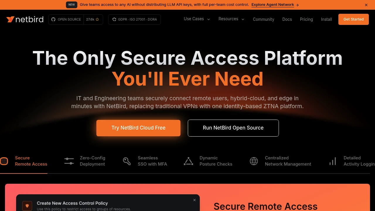 Netbird product interface