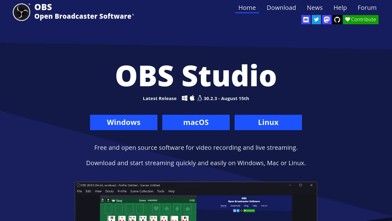 OBS Studio product interface