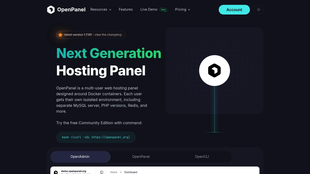 OpenPanel product interface