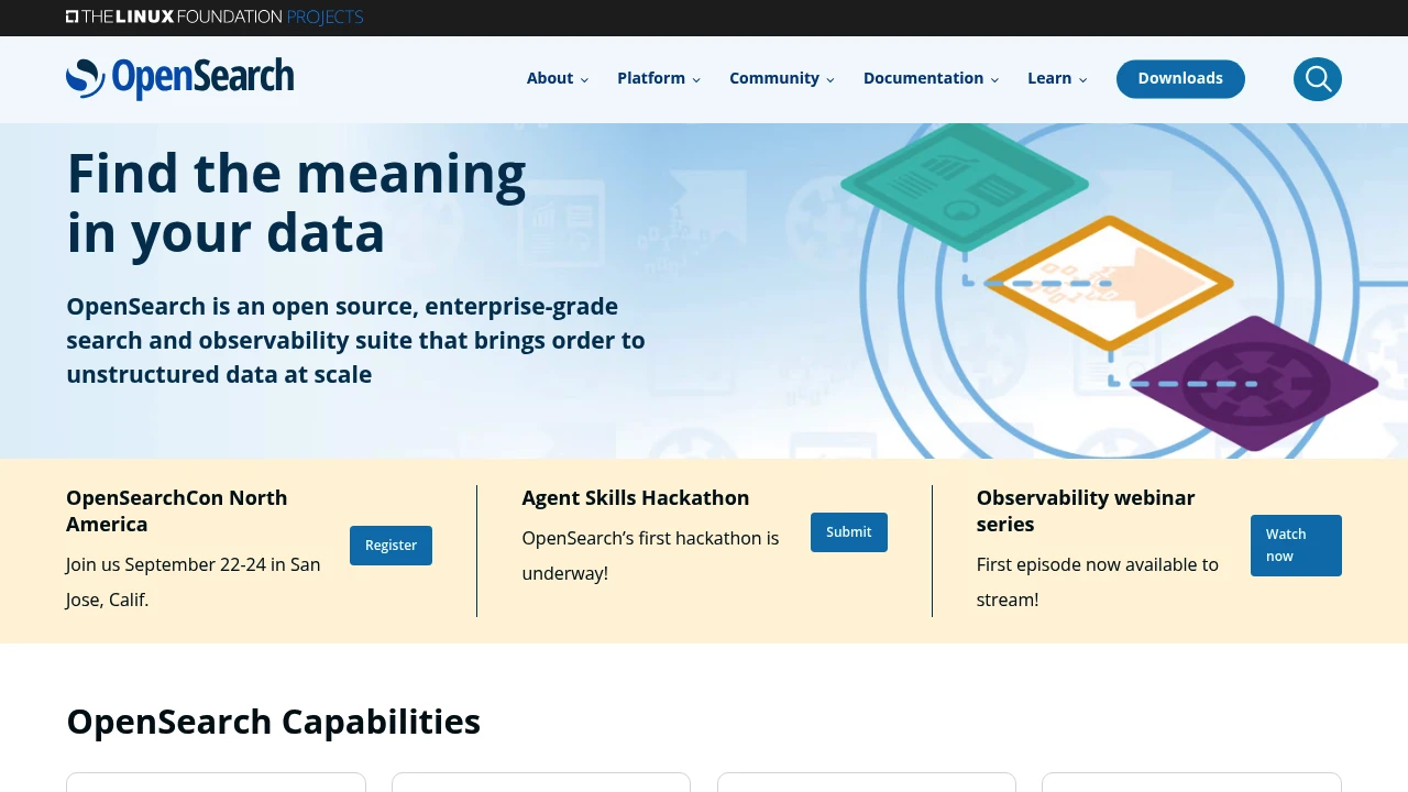 OpenSearch product interface