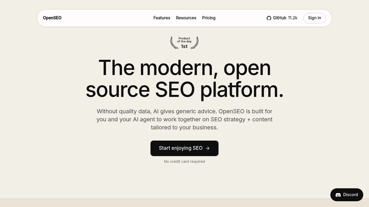 OpenSEO product interface