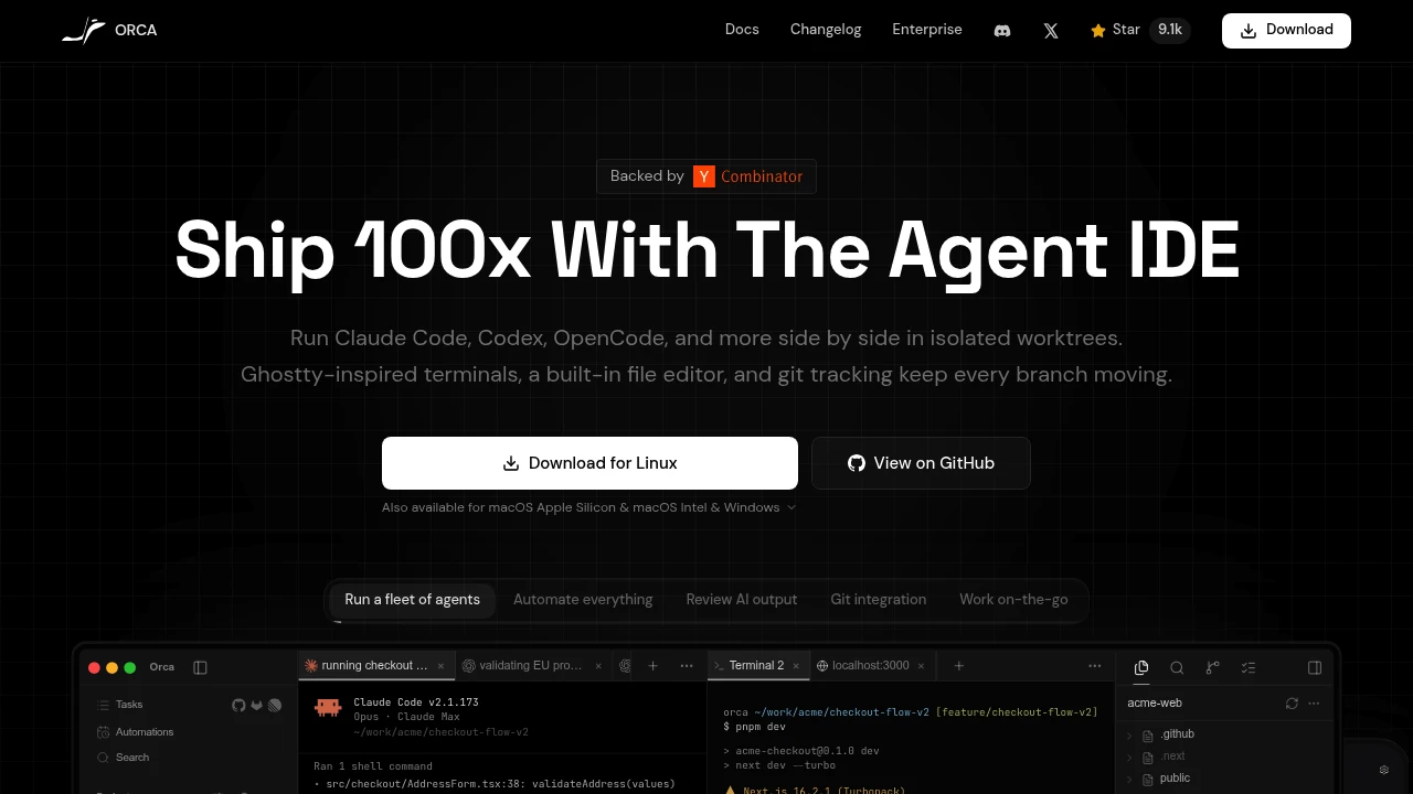 Orca product interface