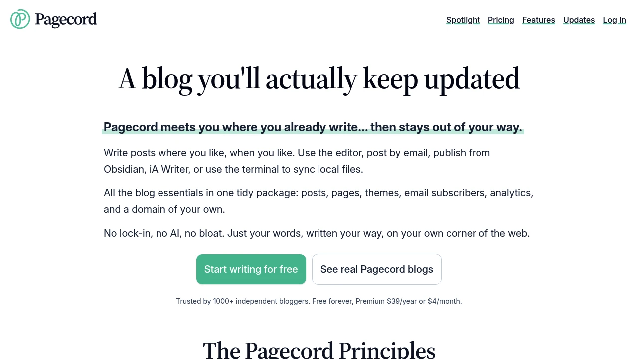 Pagecord product interface