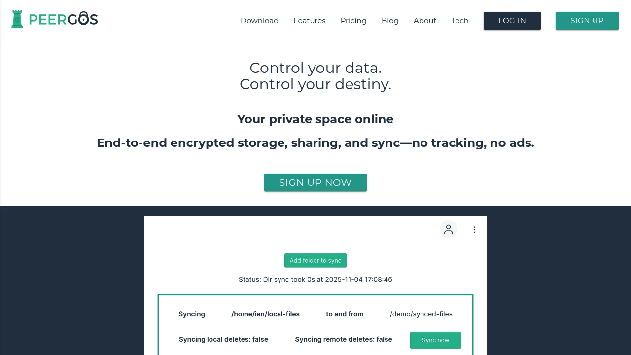 Peergos product interface