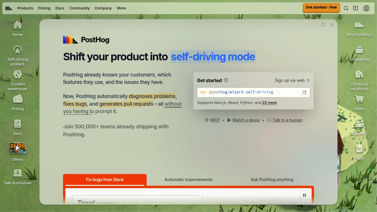 PostHog product interface