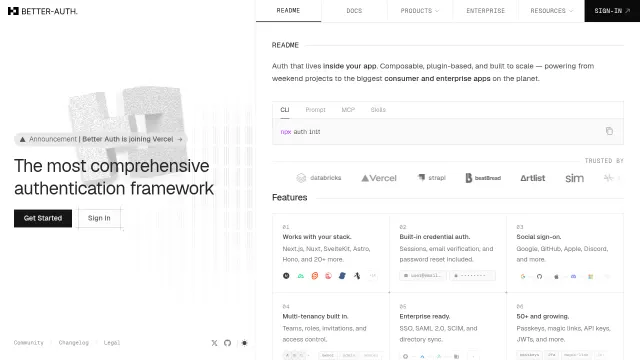 Better Auth product interface