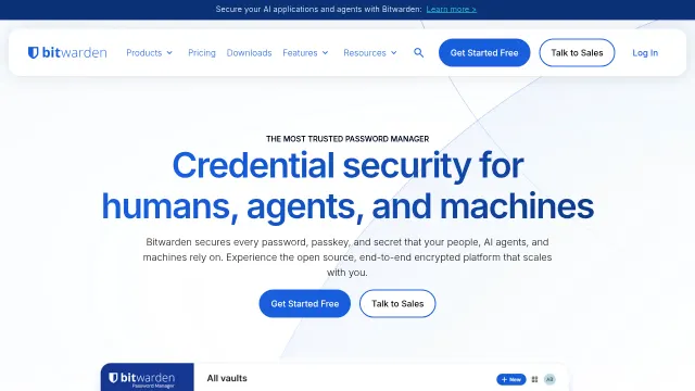 Bitwarden product interface