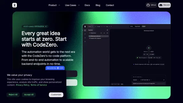 CodeZero product interface