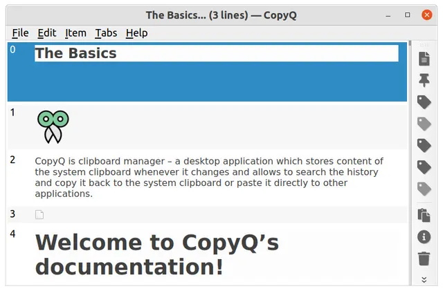 CopyQ product interface
