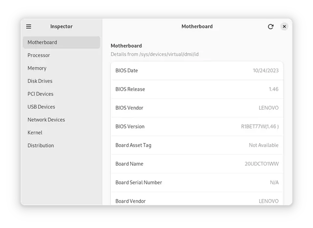 Inspector product interface