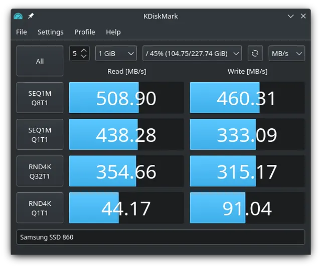 KDiskMark product interface