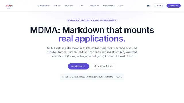 MDMA product interface