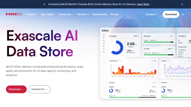MinIO product interface