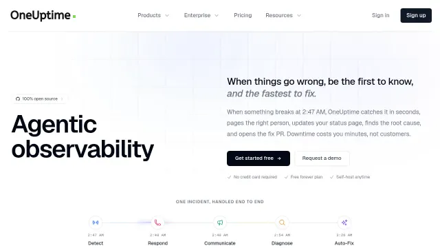 OneUptime product interface