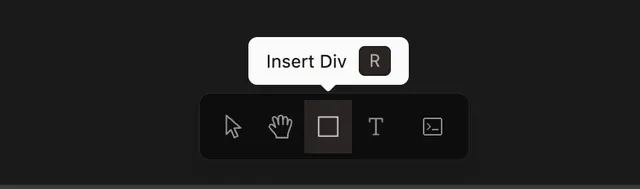 Onlook · Insert Div toolbar: original upstream interface detail