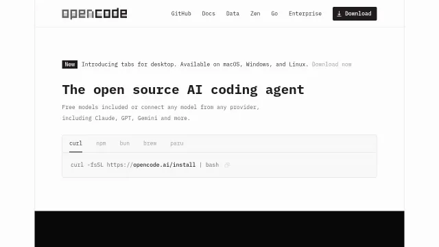 OpenCode product interface