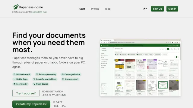 Paperless-ngx product interface