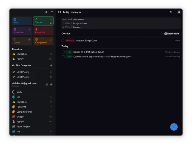 Planify product interface