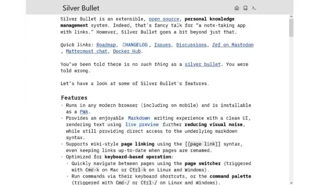 Silverbullet product interface