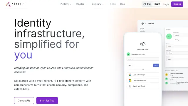 Zitadel product interface