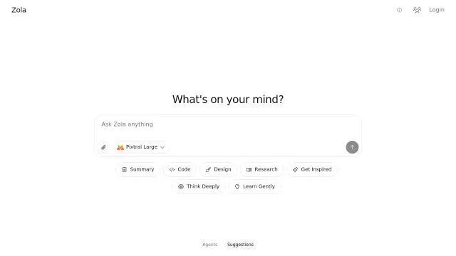 Zola product interface