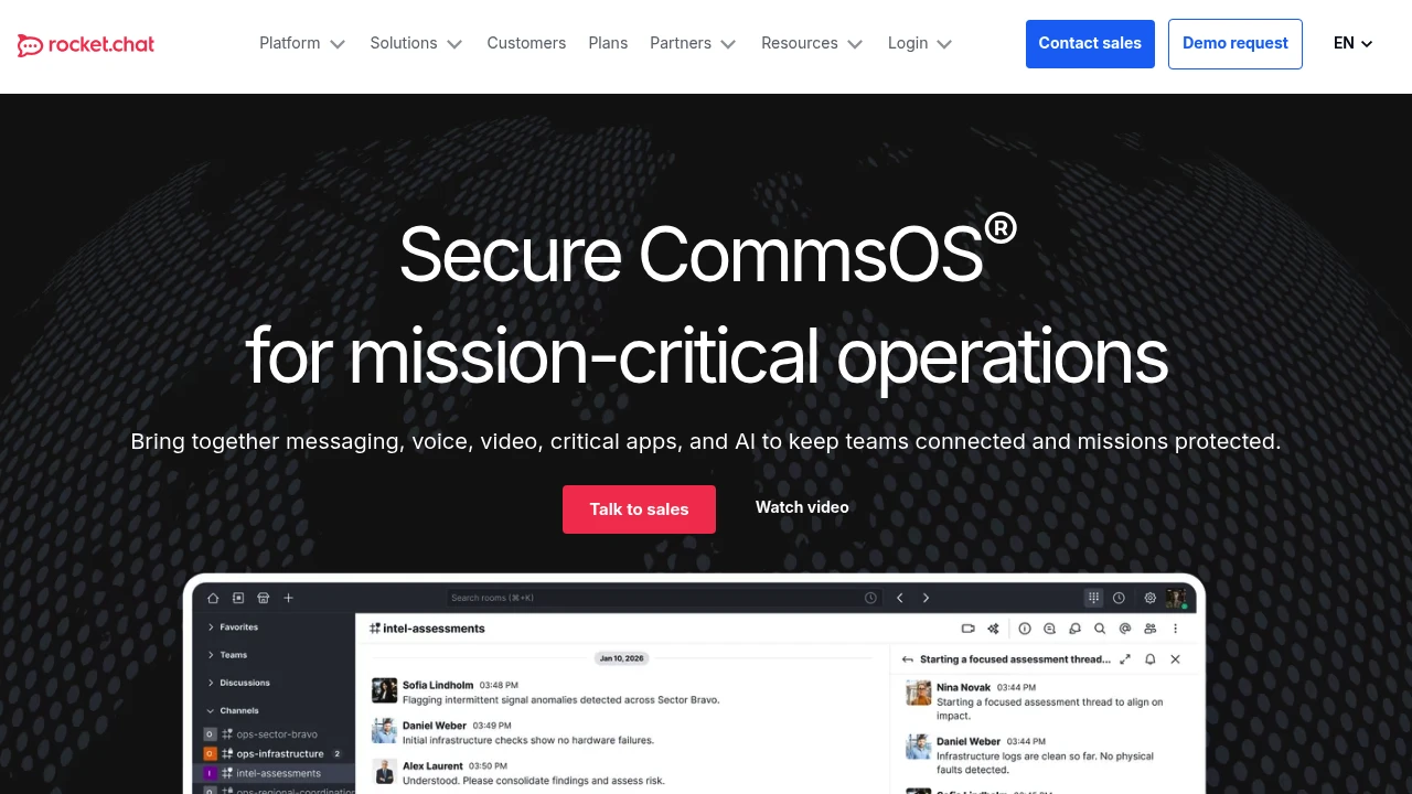 Rocket.Chat product interface