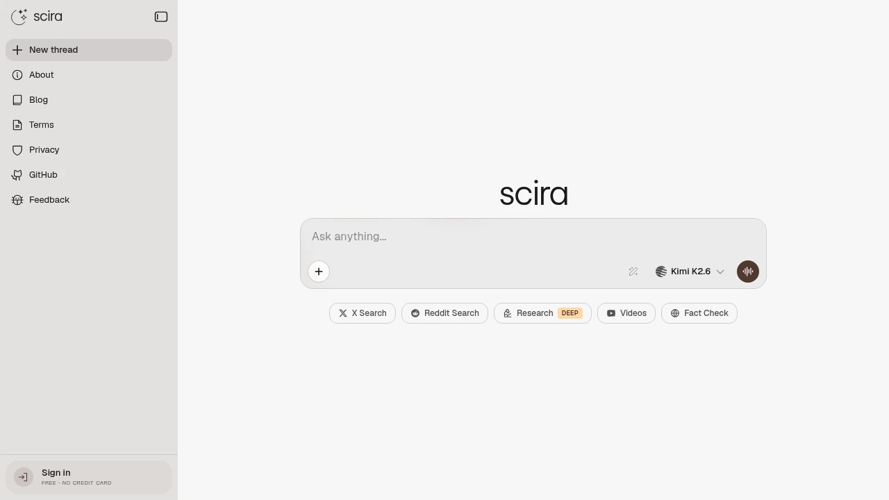 Scira product interface