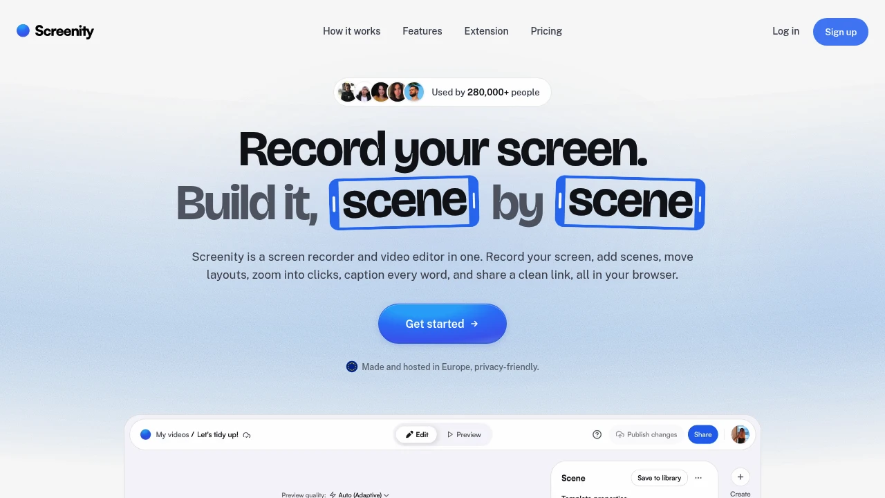 Screenity product interface