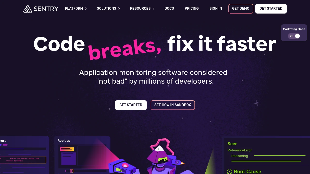 Sentry product interface