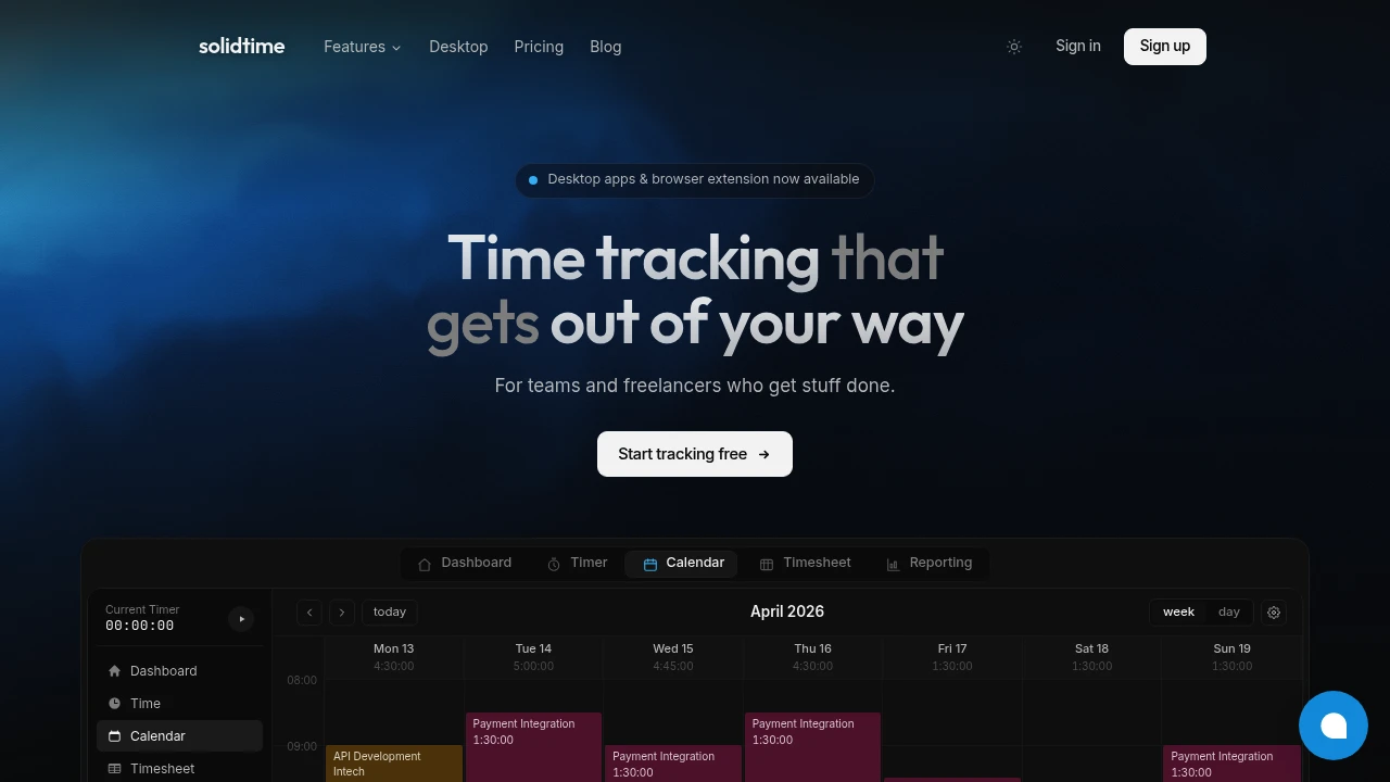 SolidTime product interface