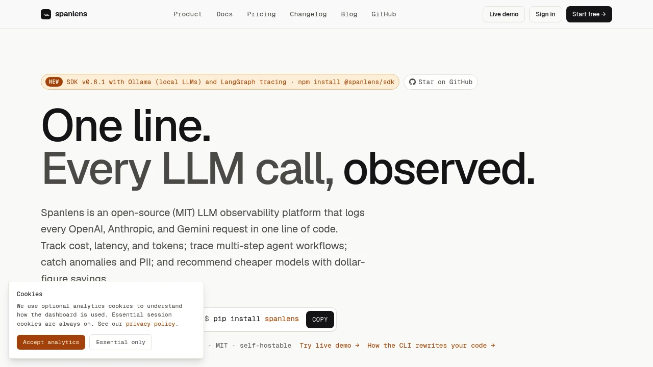 Spanlens product interface