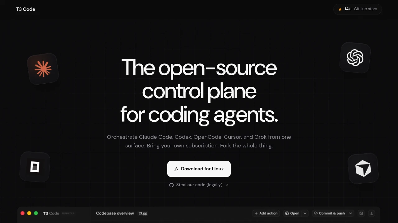 T3 Code product interface