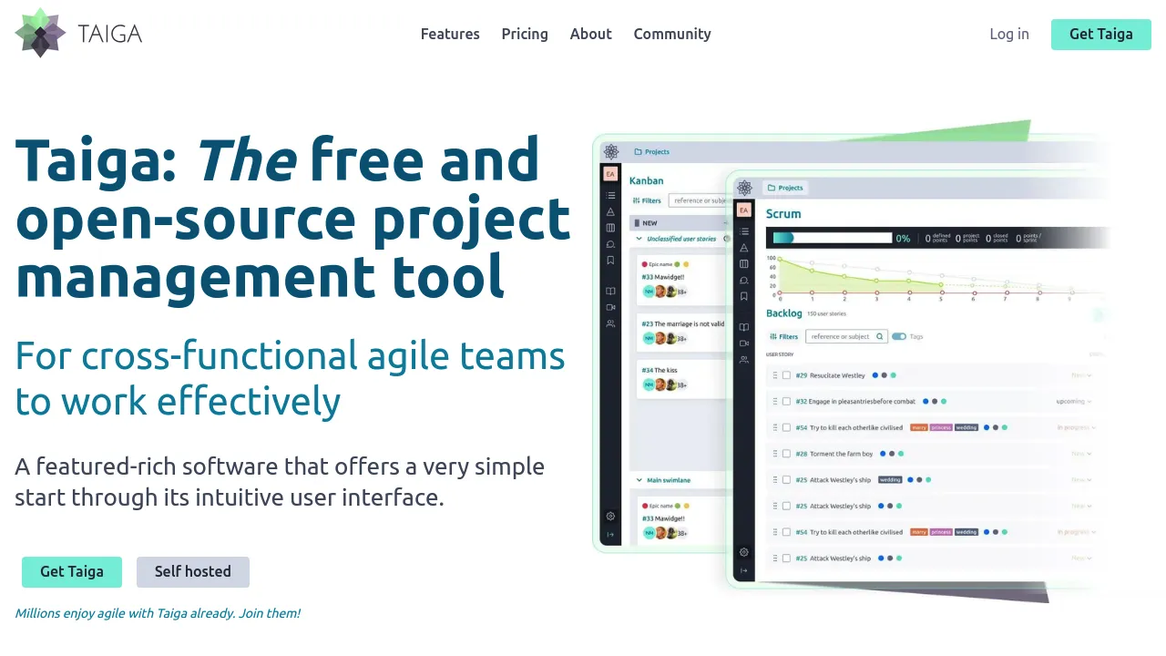 Taiga product interface