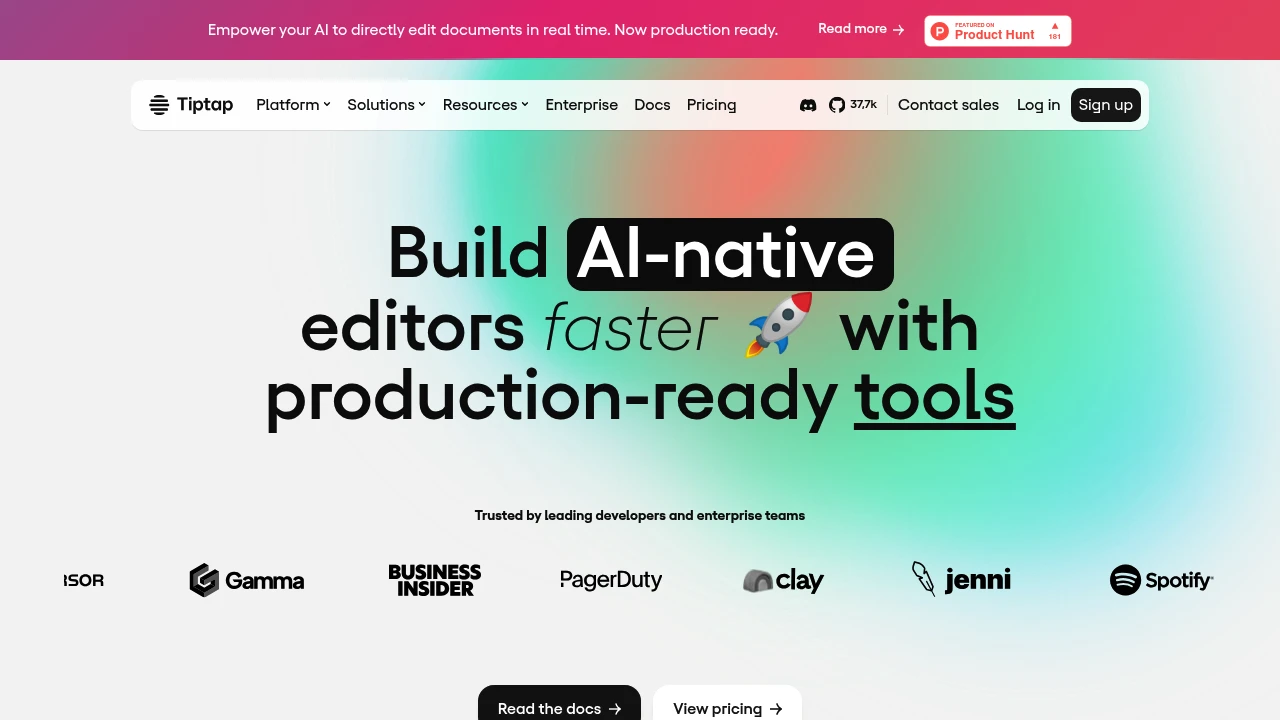 TipTap product interface