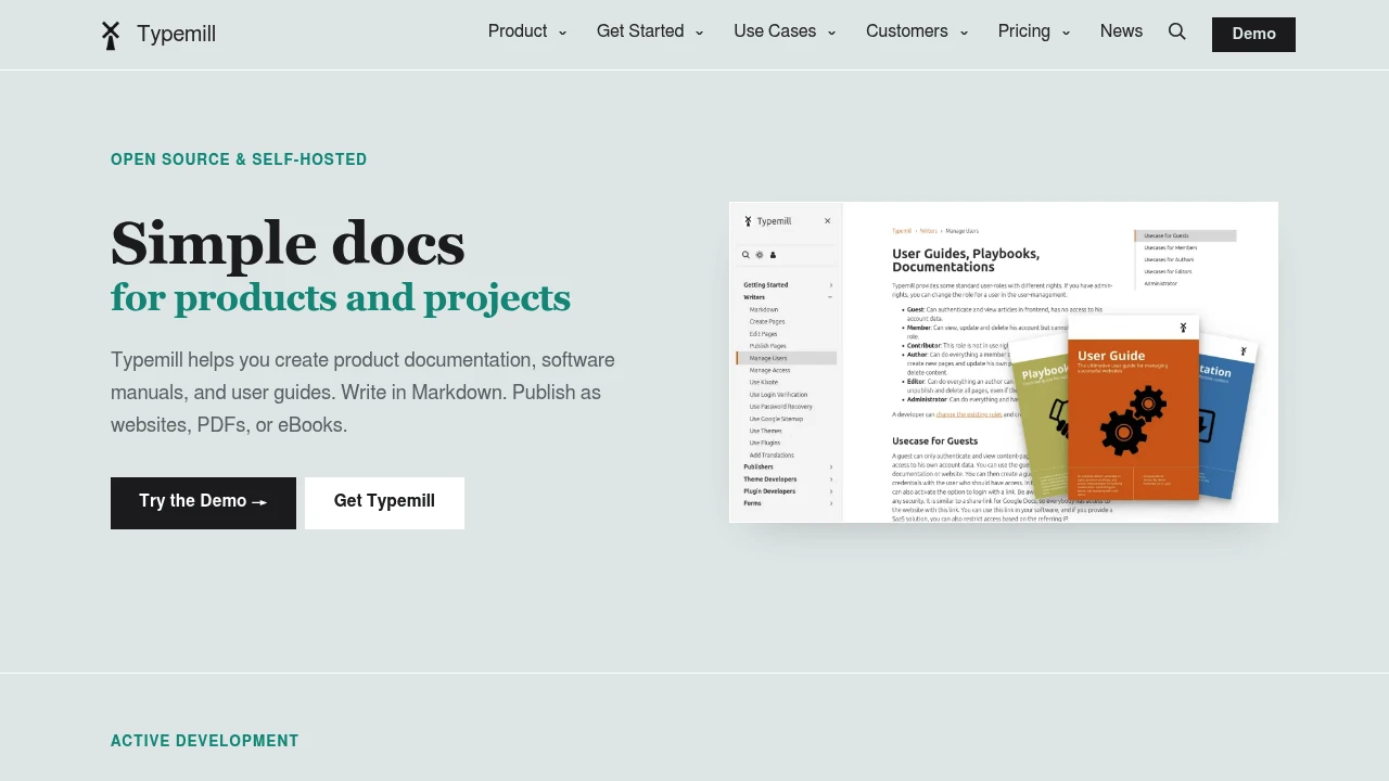 Typemill product interface