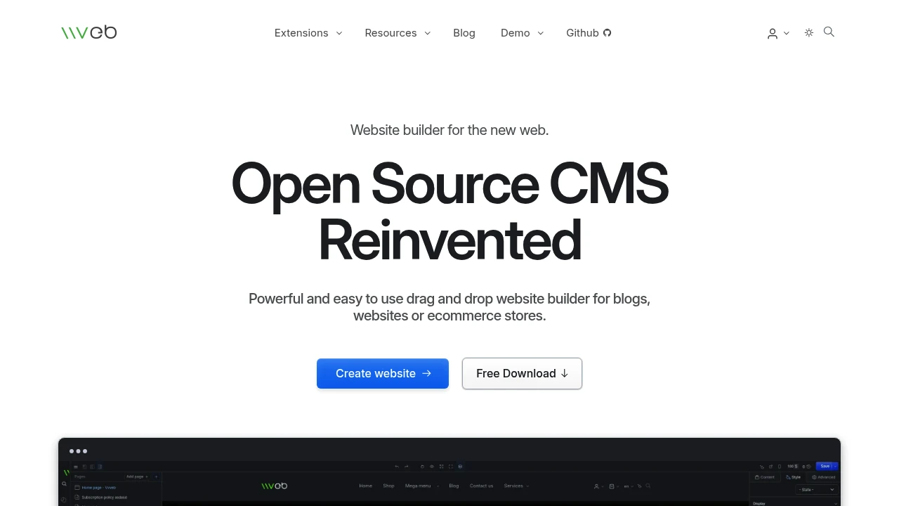 Vvveb CMS product interface