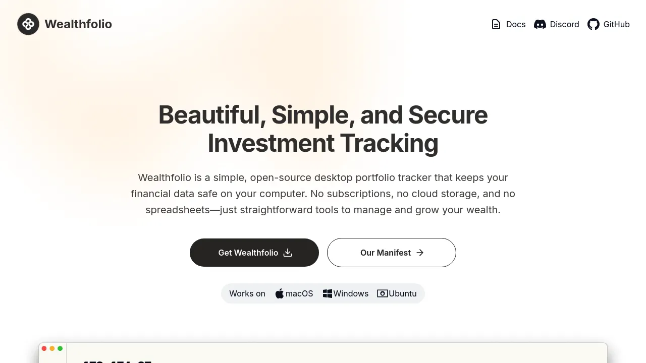 Wealthfolio product interface