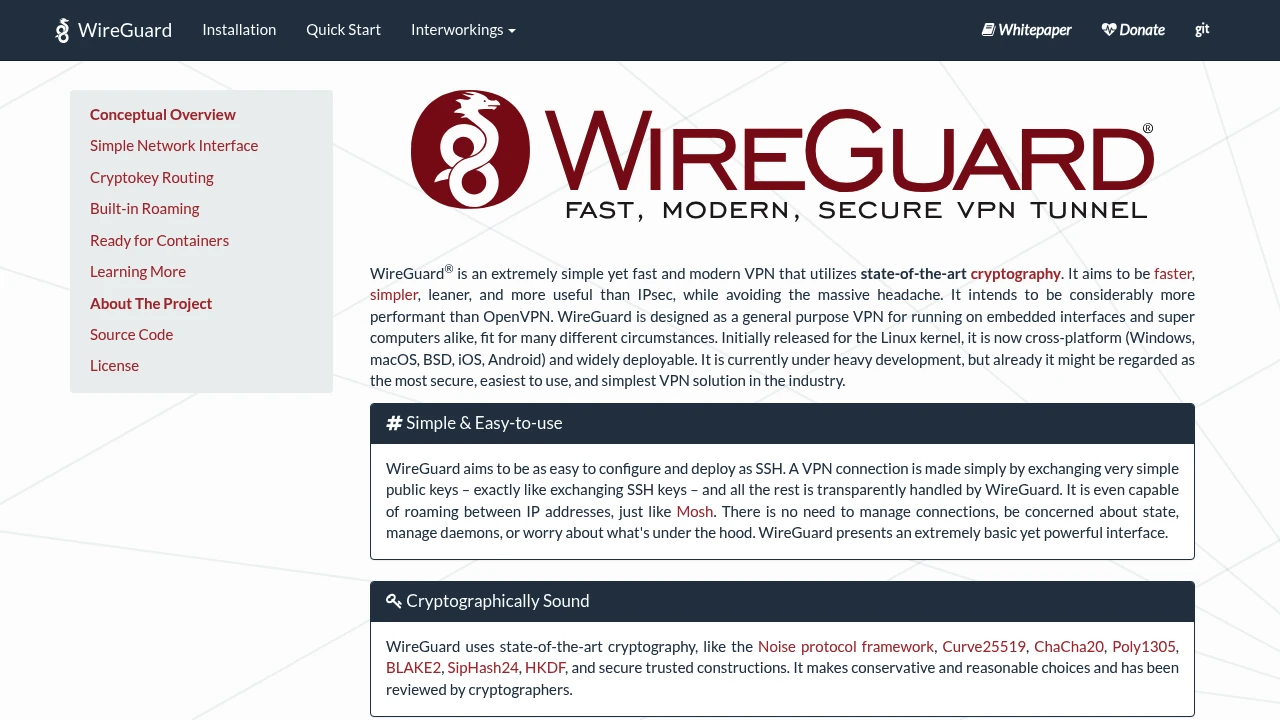 WireGuard product interface