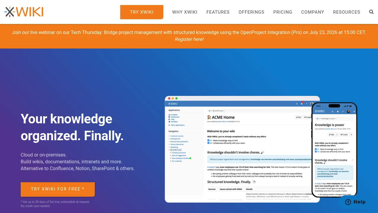 XWiki product interface