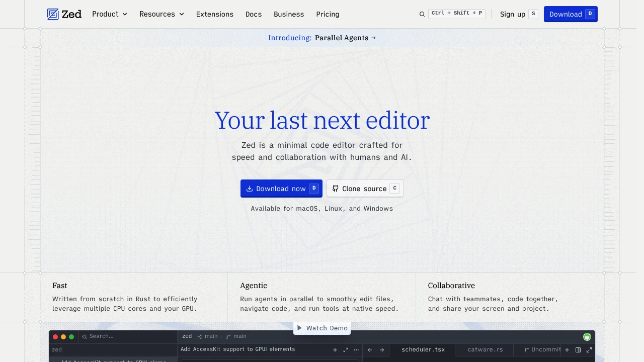 Zed product interface